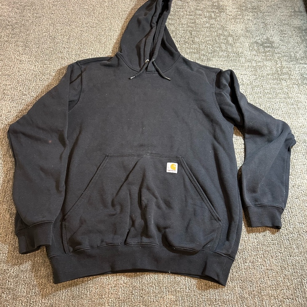 Carhartt Men's Black Pullover Hooded Sweatshirt with Logo Patch